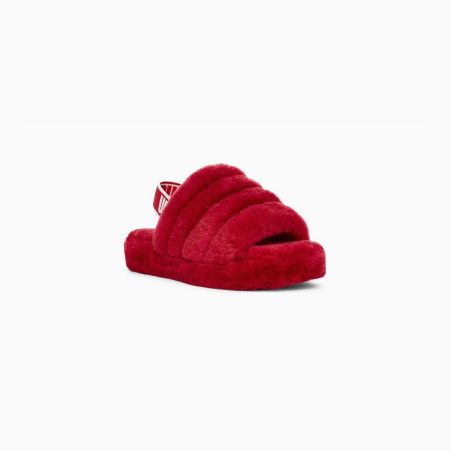 UGG Fluff Yeah Red Slides for Kids (NGRW16759)